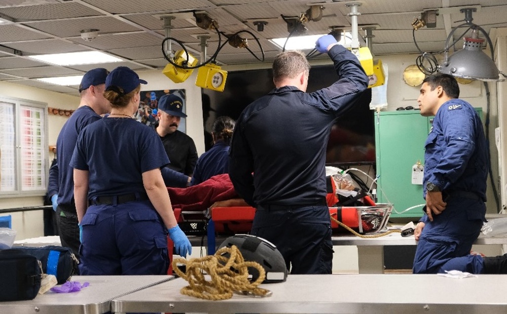 Coast Guard Cutter Munro medevacs individual 90 miles off the Coast of Peru