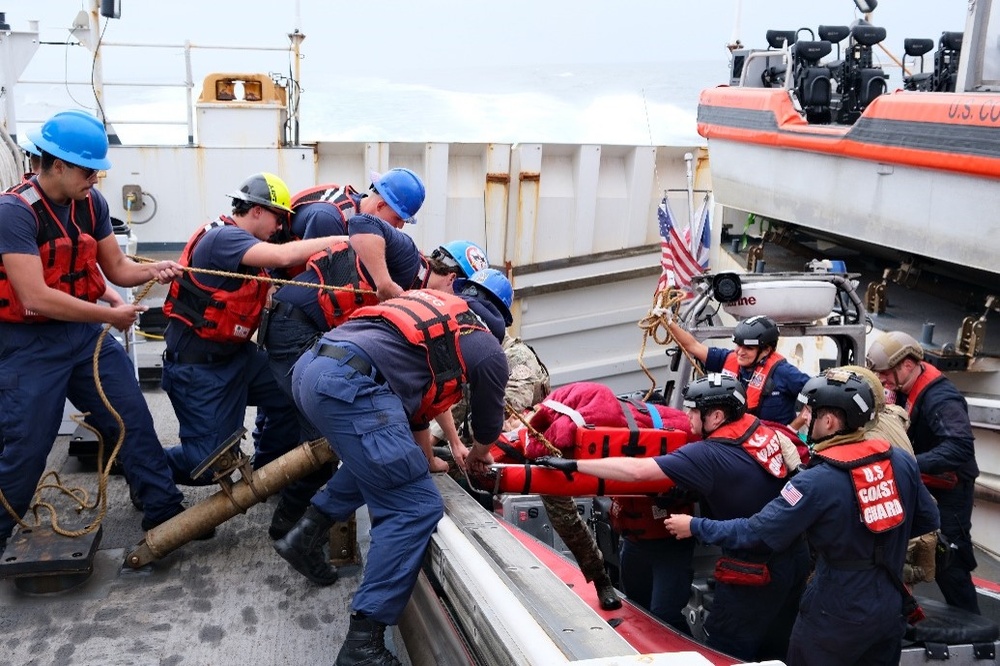 Coast Guard Cutter Munro medevacs individual 90 miles off the Coast of Peru