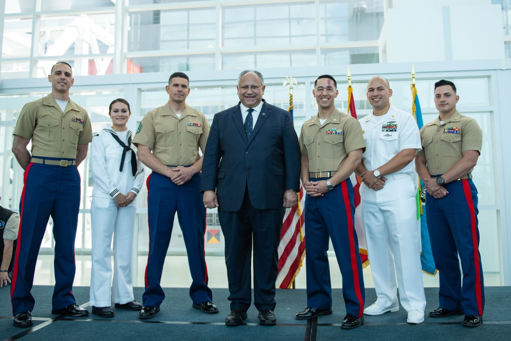 Secretary of the Navy Carlos Del Toro speaks during Fleet Week Miami