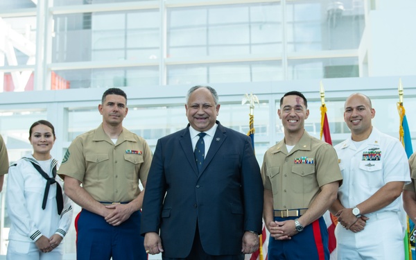 Secretary of the Navy Carlos Del Toro speaks during Fleet Week Miami