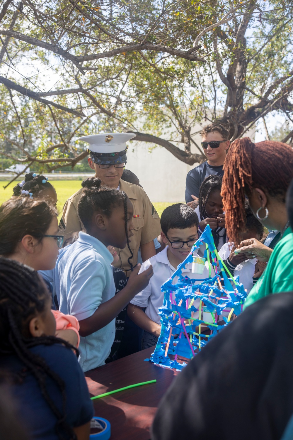 U.S. Marines and Sailors visit elementary school kids