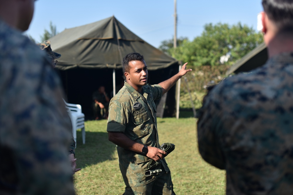 U.S. Marines exchange best practices with Brazilian Naval Infantry during Expeditionary Airfield Exercise