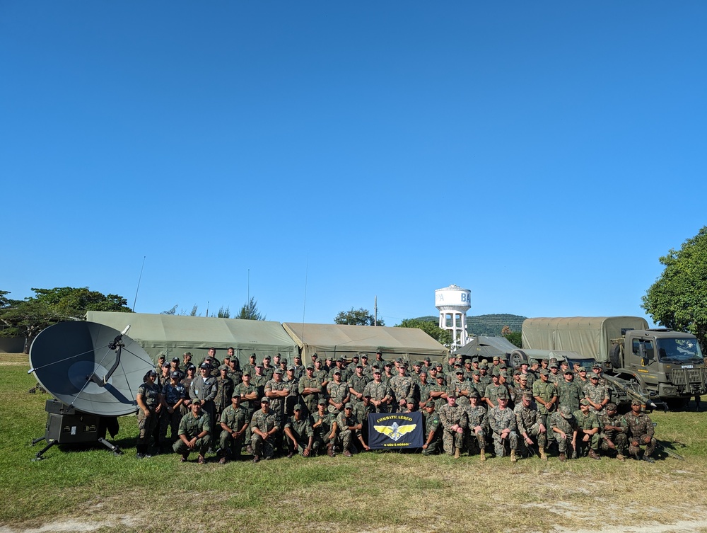 U.S. Marines exchange best practices with Brazilian Naval Infantry during Expeditionary Airfield Exercise