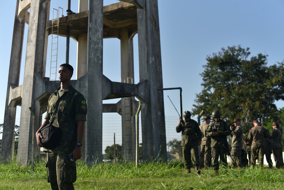 U.S. Marines exchange best practices with Brazilian Naval Infantry during Expeditionary Airfield Exercise