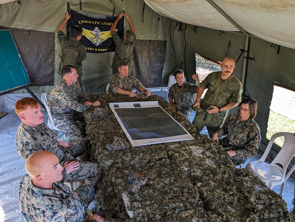 U.S. Marines exchange best practices with Brazilian Naval Infantry during Expeditionary Airfield Exercise