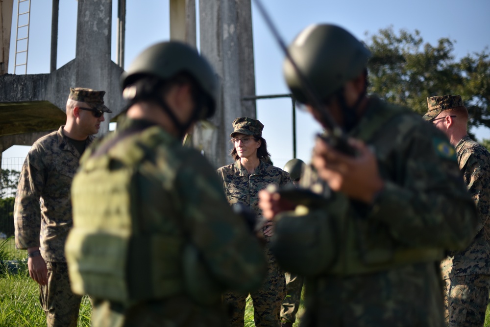 U.S. Marines exchange best practices with Brazilian Naval Infantry during Expeditionary Airfield Exercise