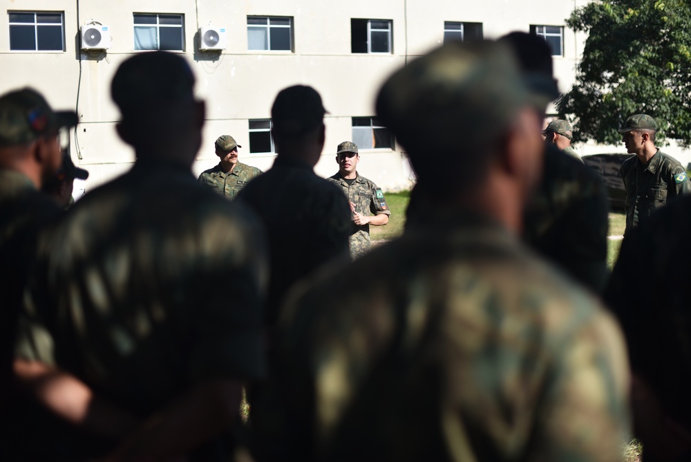 U.S. Marines exchange best practices with Brazilian Naval Infantry during Expeditionary Airfield Exercise