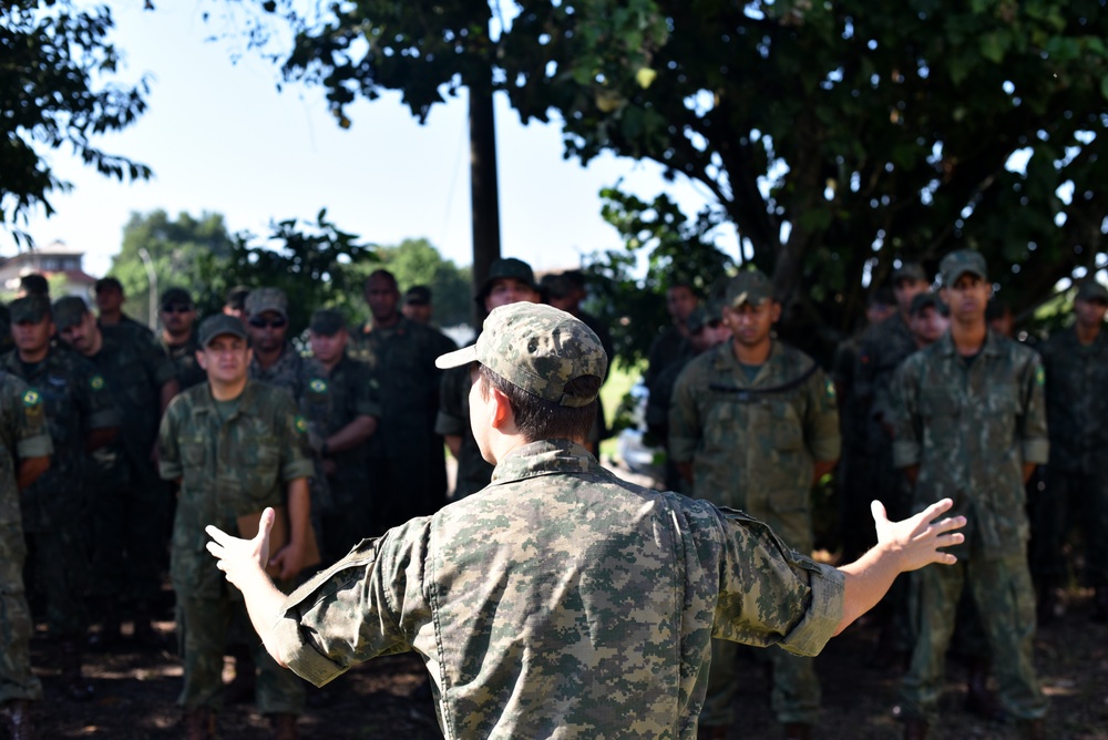 U.S. Marines exchange best practices with Brazilian Naval Infantry during Expeditionary Airfield Exercise