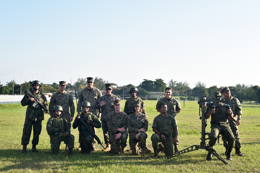 U.S. Marines exchange best practices with Brazilian Naval Infantry during Expeditionary Airfield Exercise