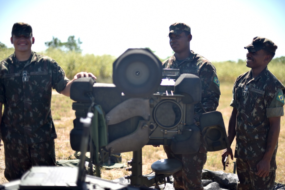 U.S. Marines exchange best practices with Brazilian Naval Infantry during Expeditionary Airfield Exercise