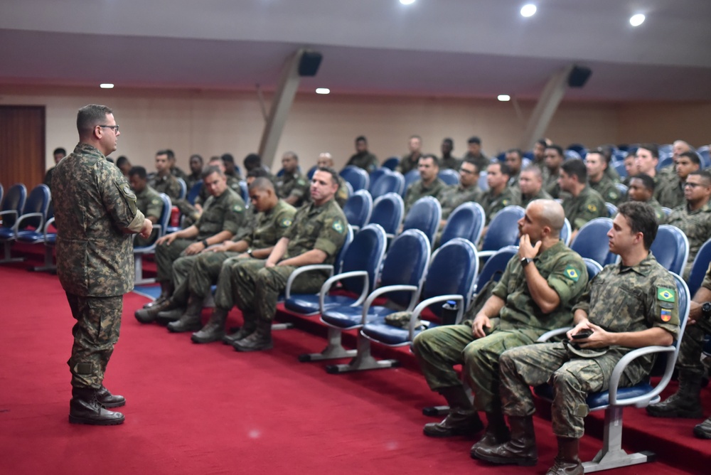 U.S. Marines exchange best practices with Brazilian Naval Infantry during Expeditionary Airfield Exercise