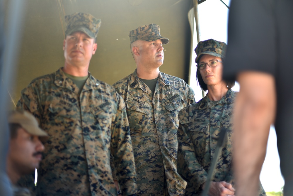 U.S. Marines exchange best practices with Brazilian Naval Infantry during Expeditionary Airfield Exercise