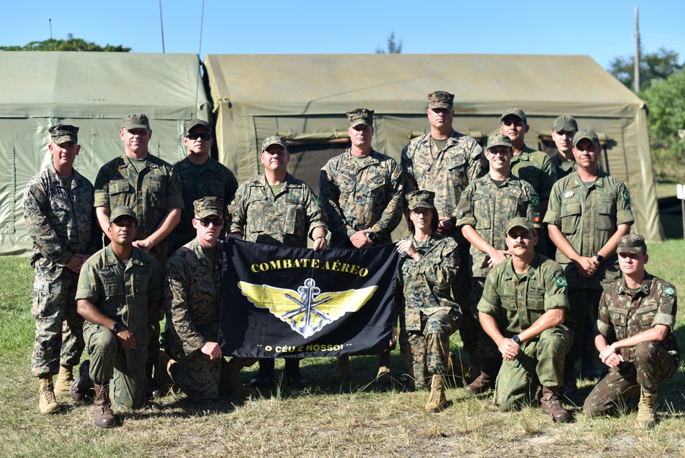 U.S. Marines exchange best practices with Brazilian Naval Infantry during Expeditionary Airfield Exercise