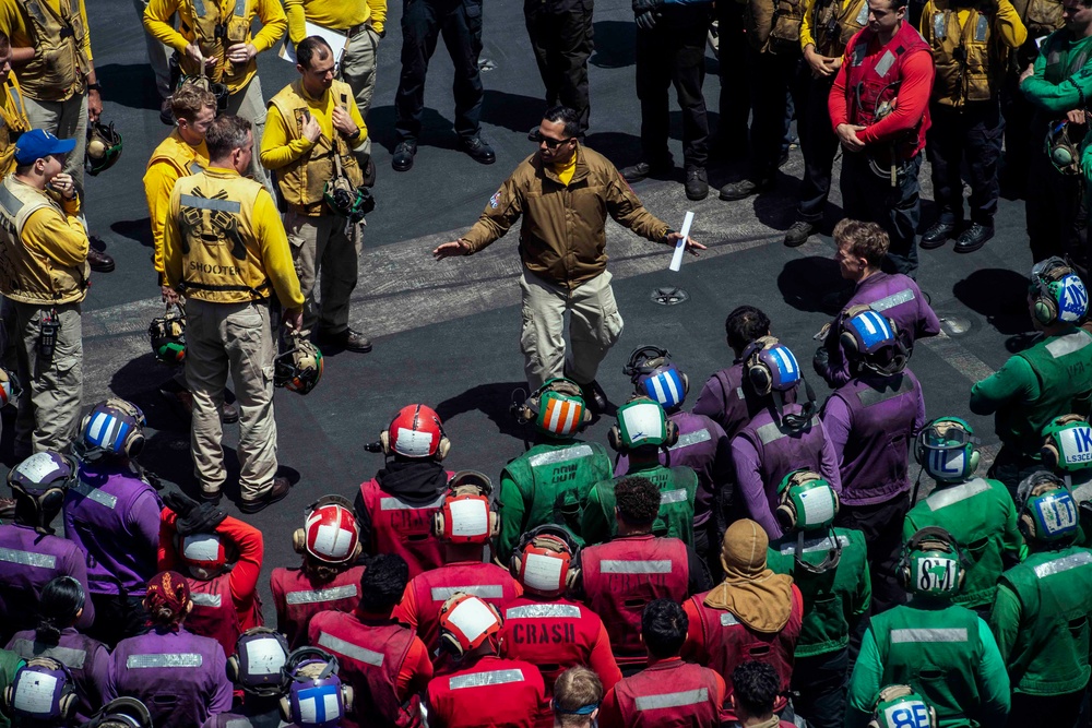 USS Dwight D. Eisenhower (CVN 69) Conducts Flight Deck Drills in the Mediterranean Sea