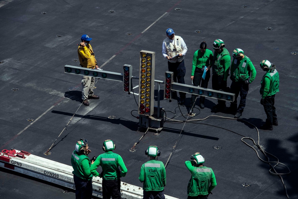 USS Dwight D. Eisenhower (CVN 69) Conducts Flight Deck Drills in the Mediterranean Sea