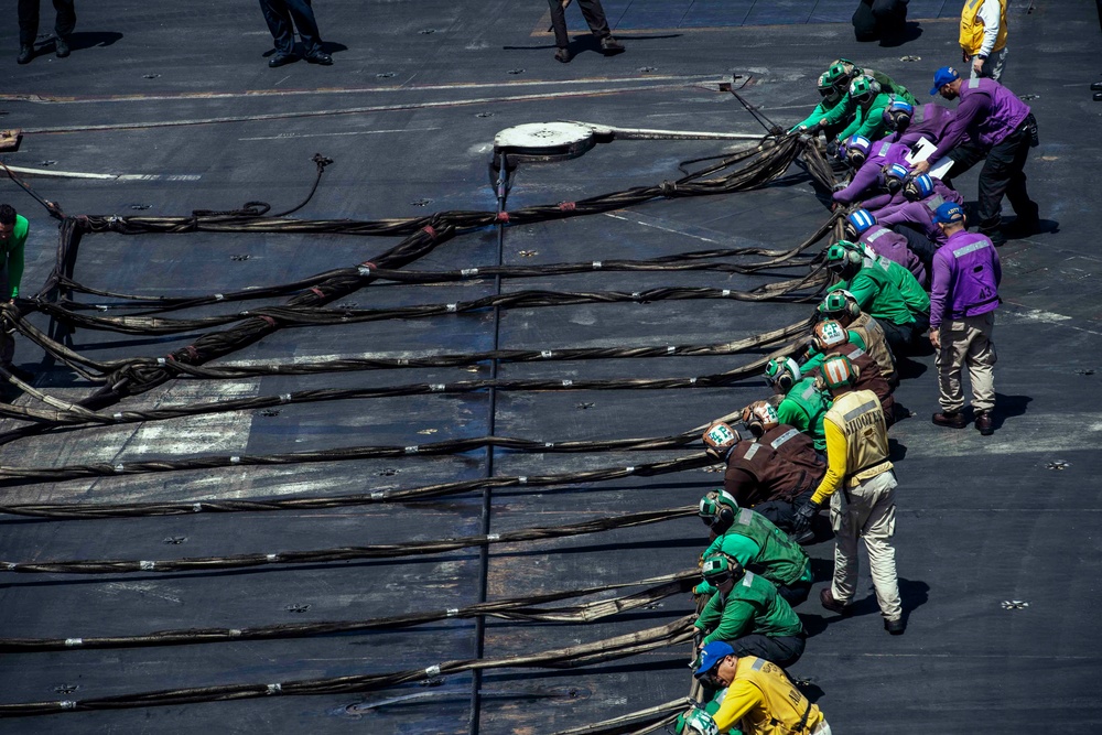 USS Dwight D. Eisenhower (CVN 69) Conducts Flight Deck Drills in the Mediterranean Sea