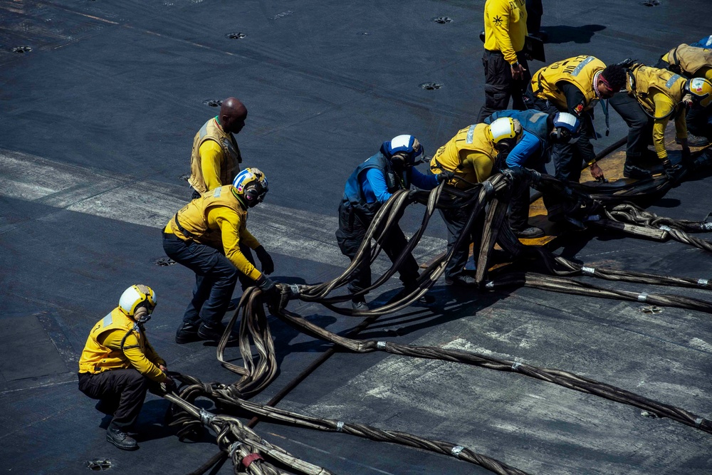 USS Dwight D. Eisenhower (CVN 69) Conducts Flight Deck Drills in the Mediterranean Sea