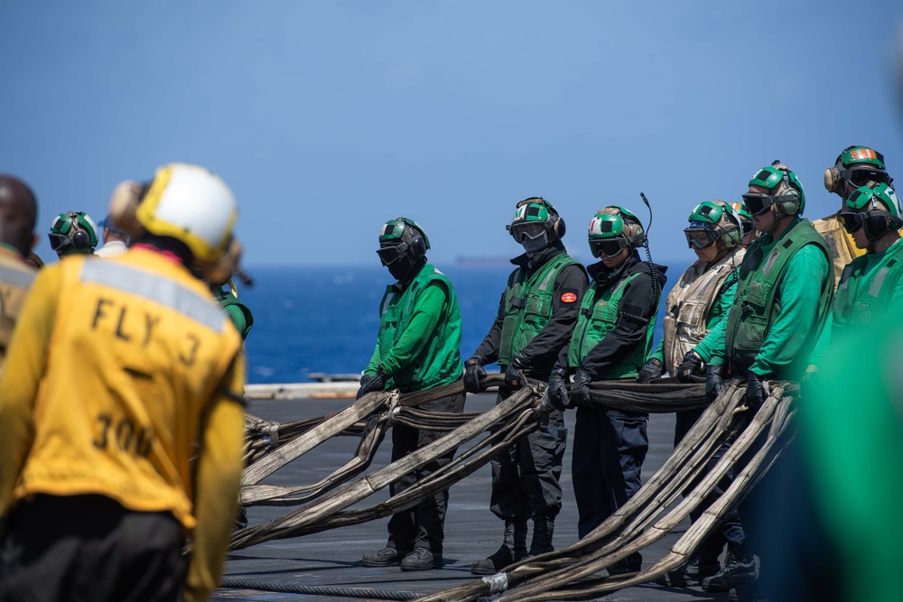 USS Dwight D. Eisenhower (CVN 69) Conducts Flight Deck Drills in the Mediterranean Sea