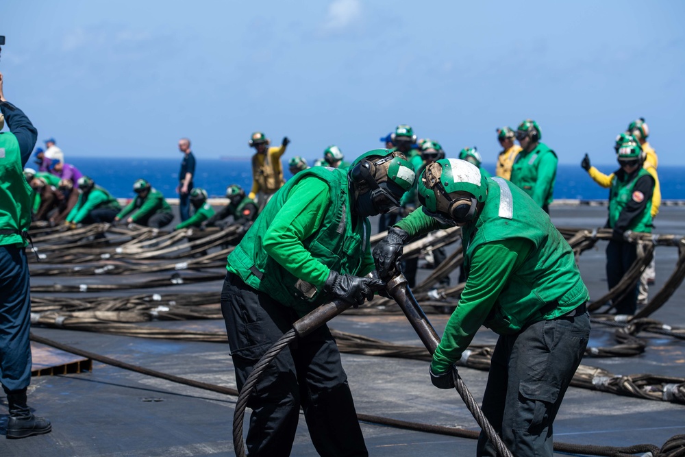 USS Dwight D. Eisenhower (CVN 69) Conducts Flight Deck Drills in the Mediterranean Sea