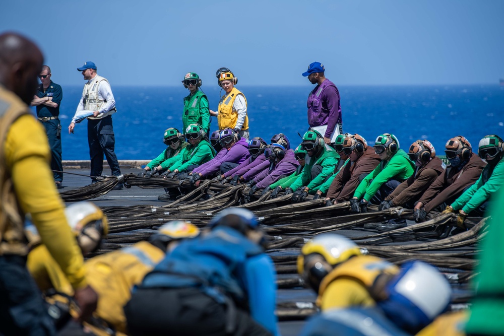 USS Dwight D. Eisenhower (CVN 69) Conducts Flight Deck Drills in the Mediterranean Sea