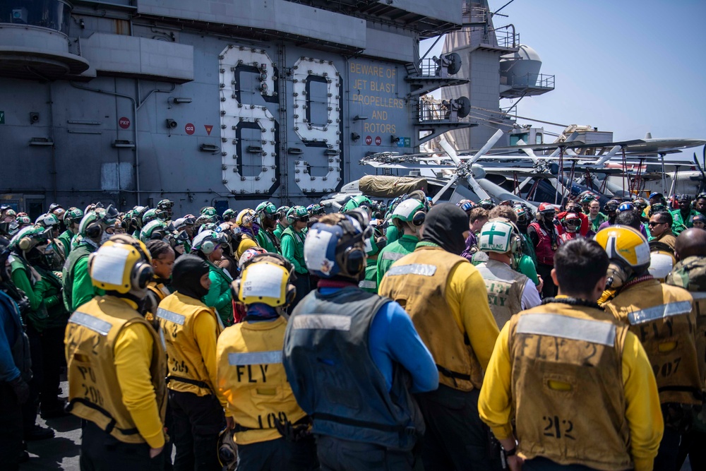 USS Dwight D. Eisenhower (CVN 69) Conducts Flight Deck Drills in the Mediterranean Sea