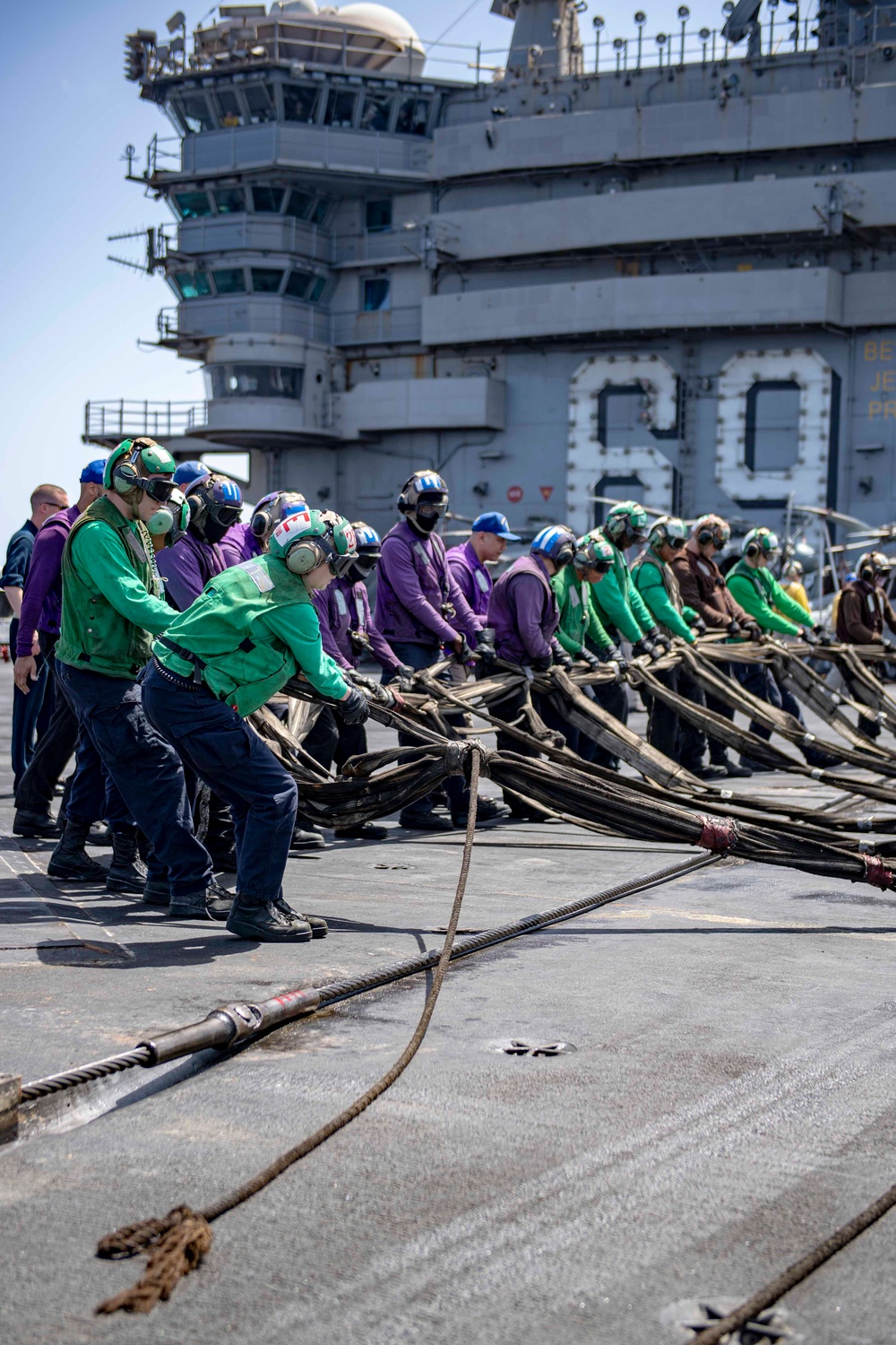 USS Dwight D. Eisenhower (CVN 69) Conducts Flight Deck Drills in the Mediterranean Sea