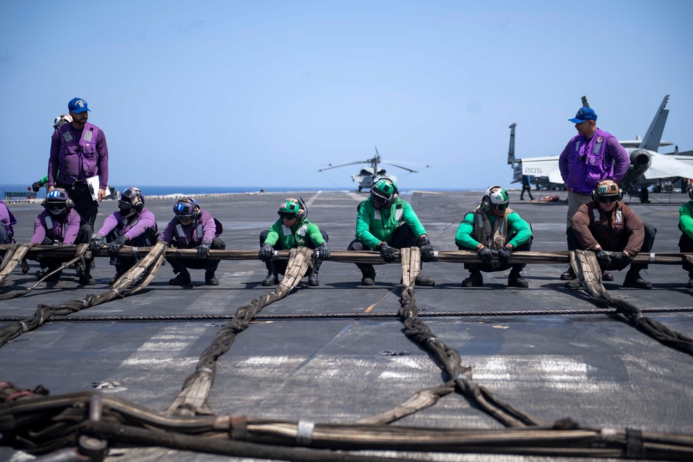 USS Dwight D. Eisenhower (CVN 69) Conducts Flight Deck Drills in the Mediterranean Sea