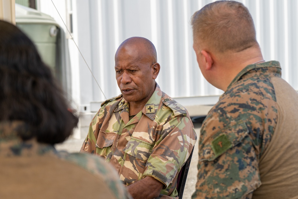 MRF-D 24.3: U.S. Navy Chaplain, RP, meets PNGDF religious leader during HADR