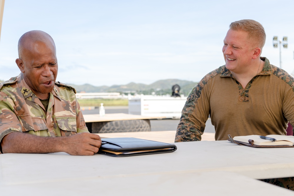 MRF-D 24.3: U.S. Navy Chaplain, RP, meets PNGDF religious leader during HADR