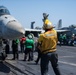 The &quot;Fighting Swordsmen&quot; of Strike Fighter Squadron (VFA) 32 Conduct an Airborne Change of Command Ceremony in the Red Sea