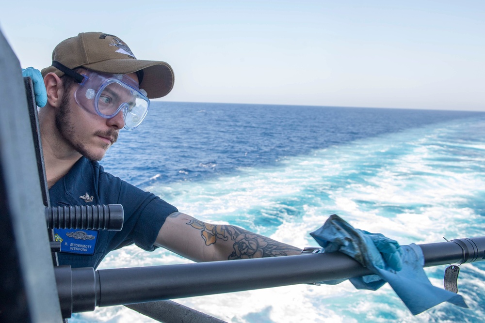 A Gunner's Mate Conducts Routine Operations in the Red Sea
