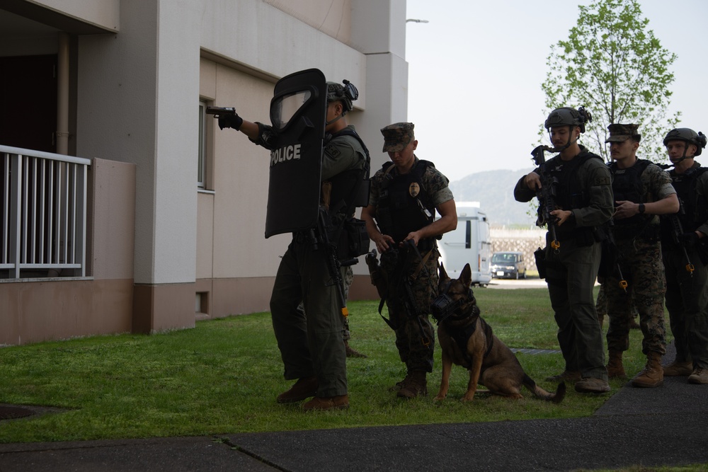 Training for Success! Working Dog Handlers and Special Reaction Team perform training at Marine Corps Air Station Iwakuni, Japan