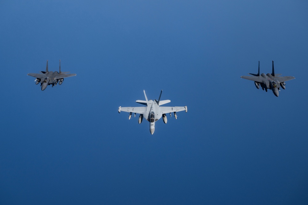 F-15Es conduct mission with E/A-18G in CENTCOM