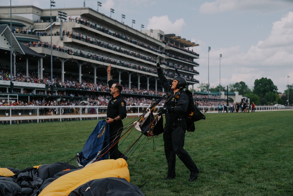 USAPT Golden Knights Parachutist Jump into Kentucky Derby