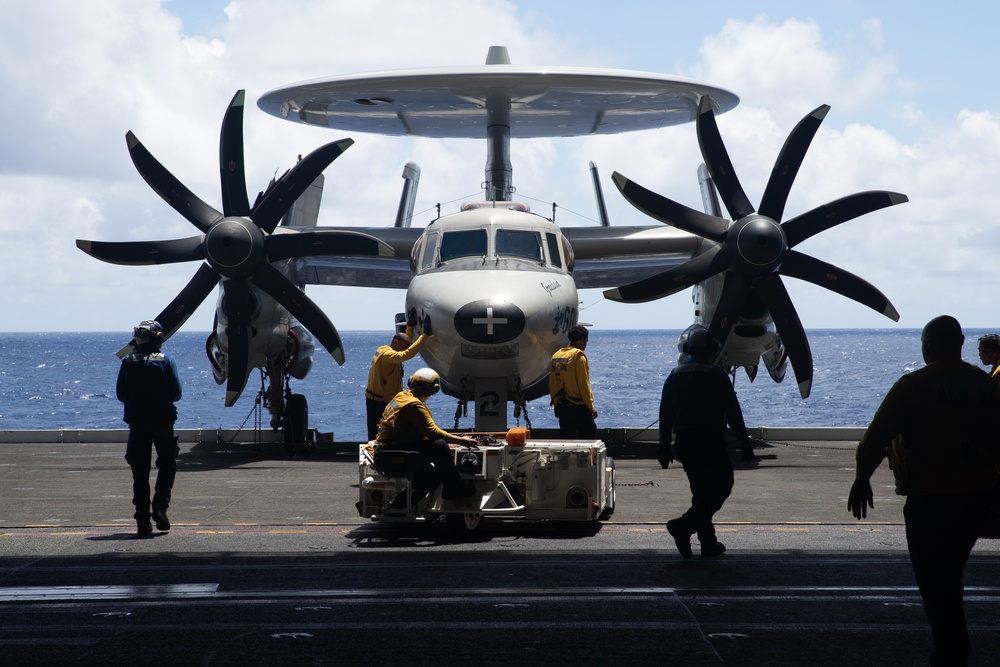 George Washington Conducts Hangar Deck Operations