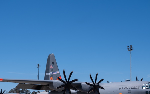A Nevada Air National Guard C-130 (MAFFS-9) sits on the flightline at Channel Islands Air National Guard Station, Port Hueneme, Calif.