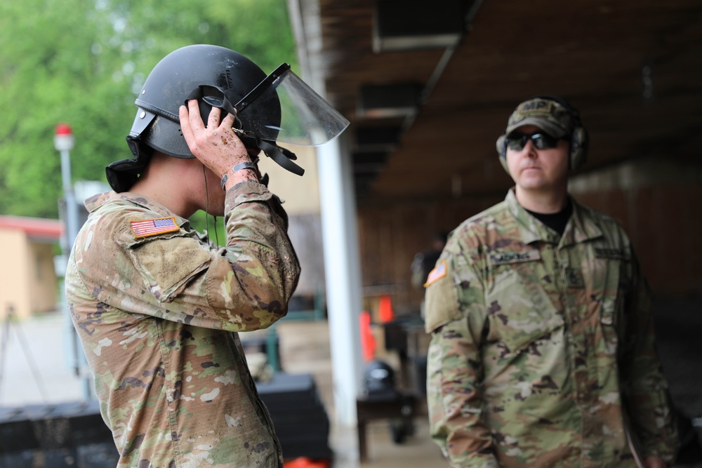 Pennsylvania Army National Guard Soldier Dons Riot Helmet