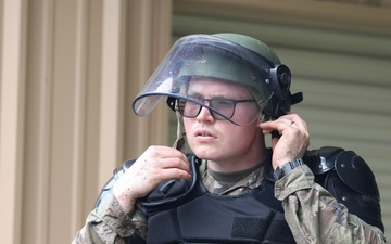 Army National Guard Soldier prepares for Non Lethal Familiarization during R2BWC24