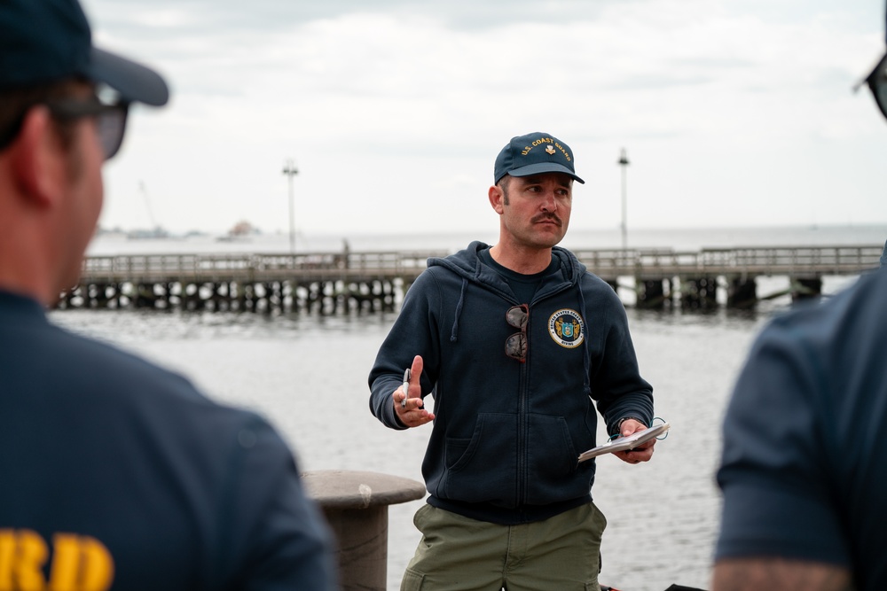 Divers inspect Coast Guard Cutter Eagle