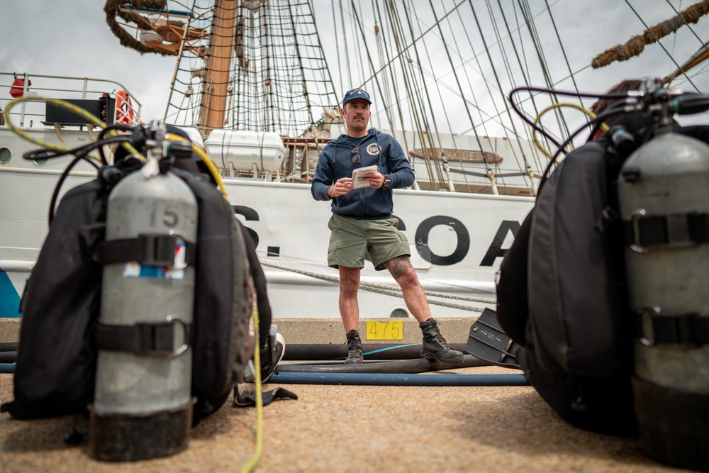 Divers inspect Coast Guard Cutter Eagle