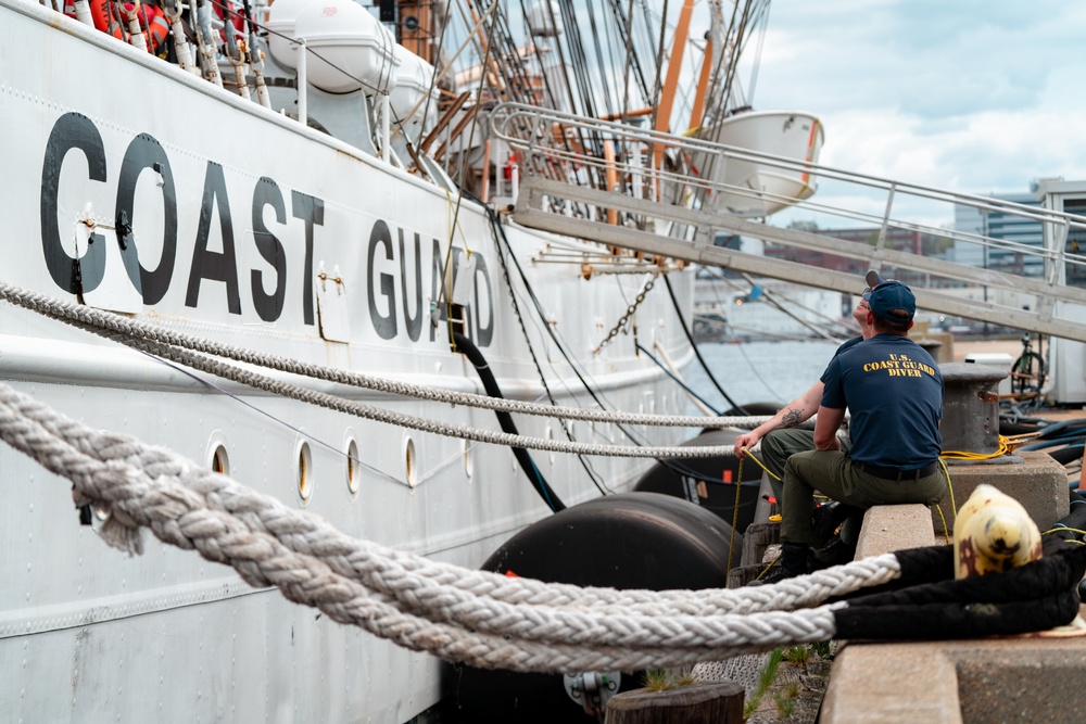 Divers inspect Coast Guard Cutter Eagle