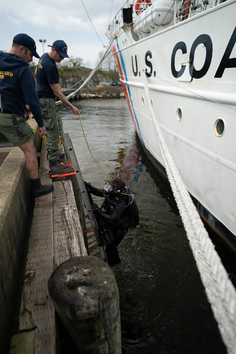 Divers inspect Coast Guard Cutter Eagle