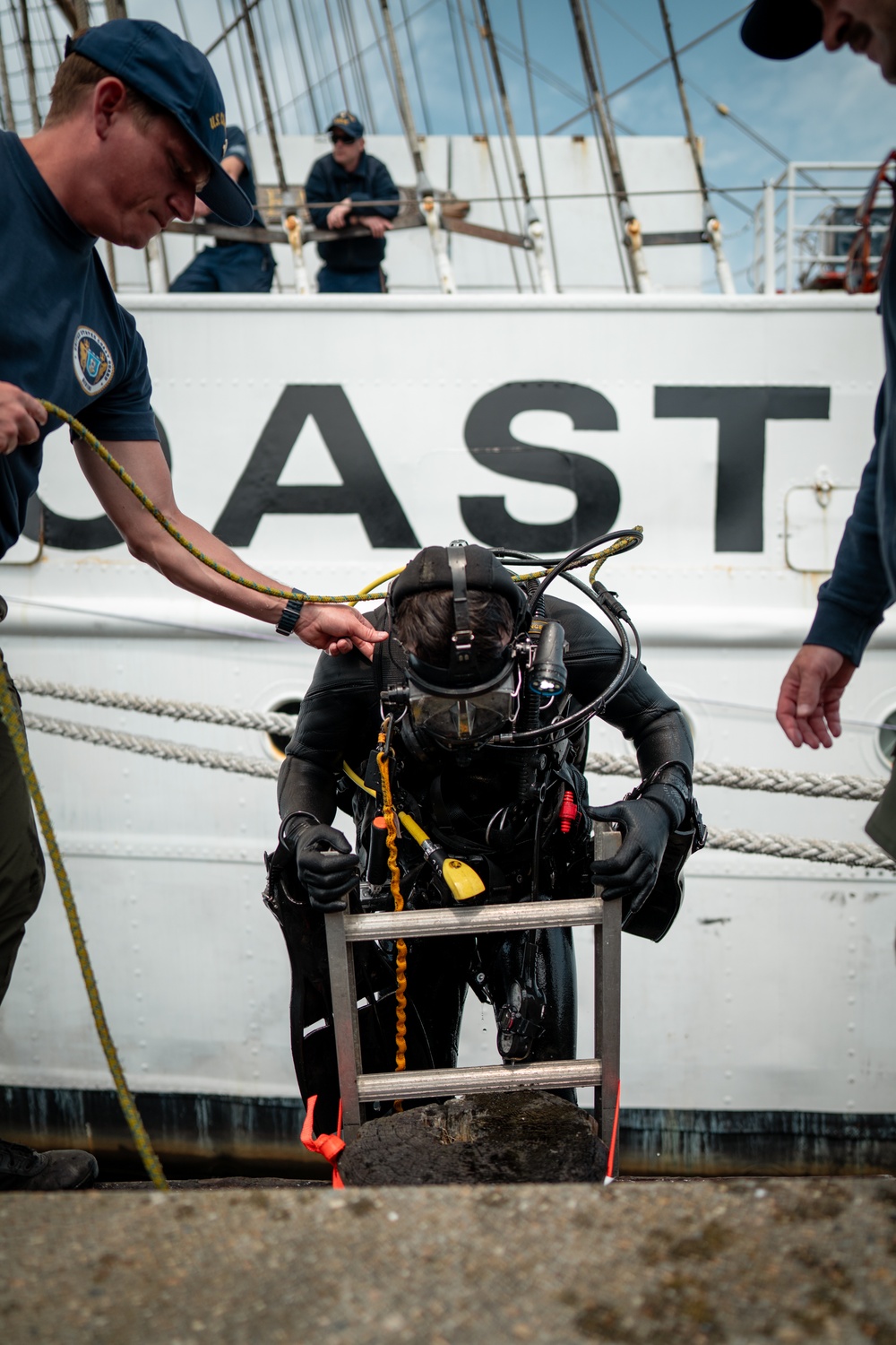 Divers inspect Coast Guard Cutter Eagle