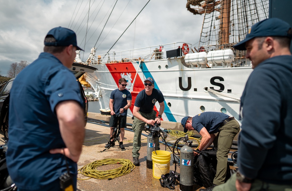 Divers inspect Coast Guard Cutter Eagle