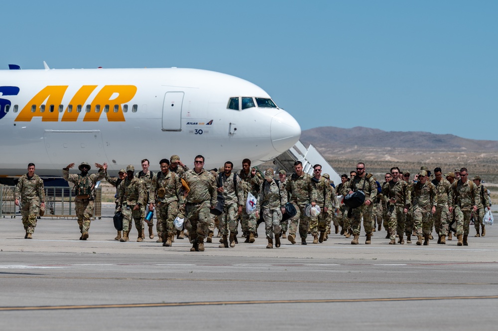 Airmen from the 99th Security Forces Squadron return home