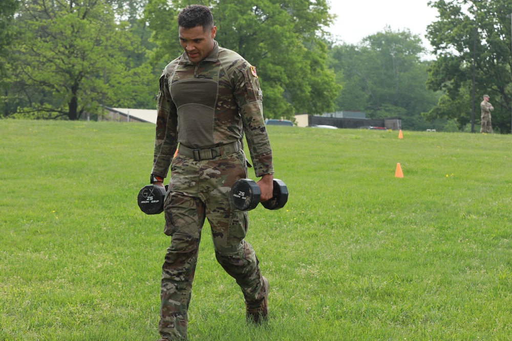 Maryland Army National Guardsman Conducts High Intensity Interval Training as part of Region II Best Warrior Competition 2024