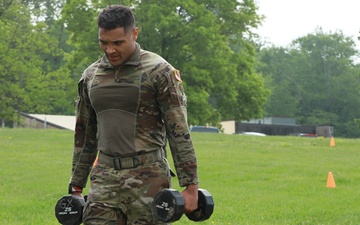 Maryland Army National Guardsman Conducts High Intensity Interval Training as part of Region II Best Warrior Competition 2024