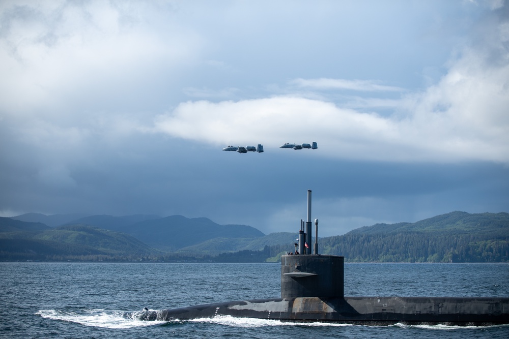 USS Nebraska Escorted by USAF A-10s, USCG