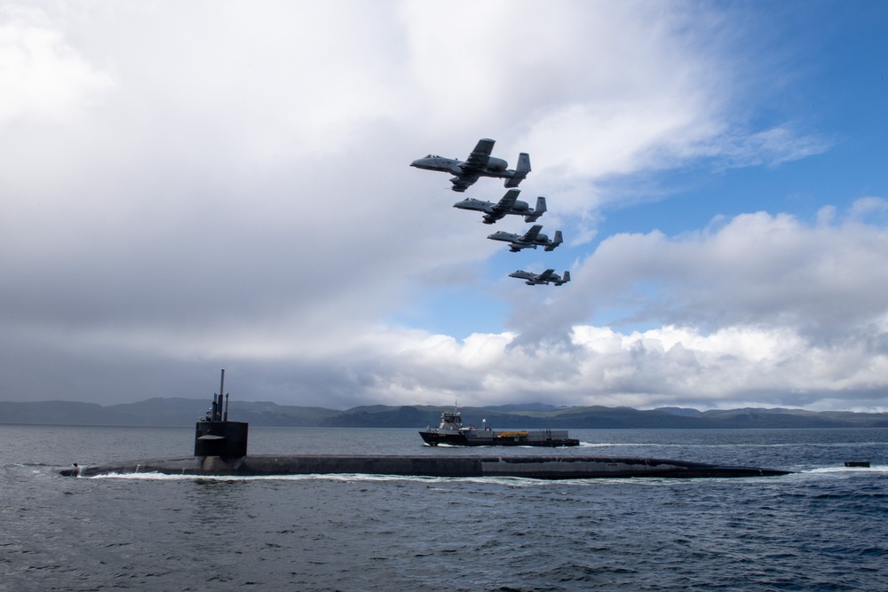 USS Nebraska Escorted by USAF A-10s, USCG