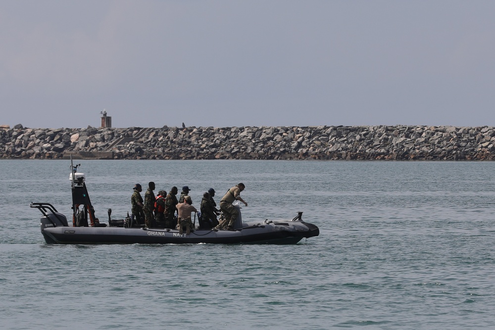 Ghana Navy Conducts Small Boat Training with U.S., Netherlands Instructors at Obangame Express 2024